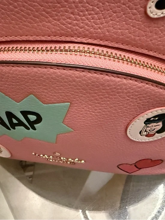 kate spade pink Riverdale backpack with mint SNAP patch and playful decals - Picture 6 of 7